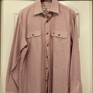 Men's King Ranch Red & White Striped long sleeve button down